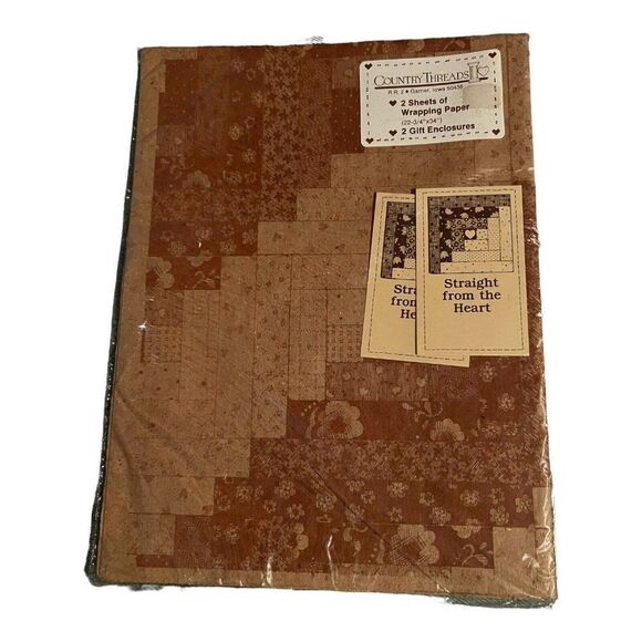 Country Threads Straight From The Heart Wrapping Paper NEW Quilt Pattern 2 Sheet - Picture 2 of 3